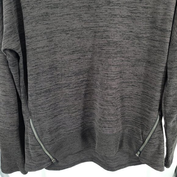 Athleta Blissful Sharkbite Long Sleeve Side Zip Top L Shale Heather Gray - Picture 7 of 16
